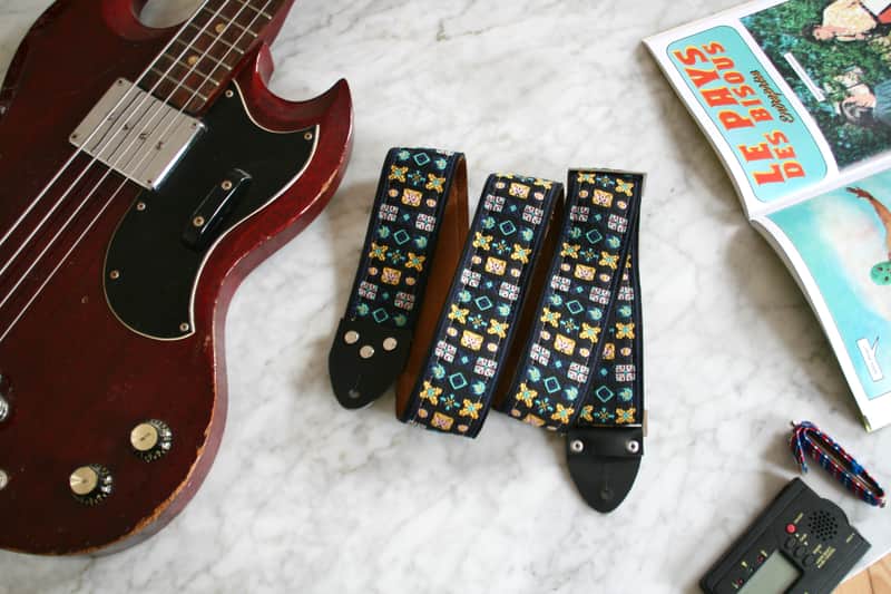 Vintage 70s Indigo 'Woodstock' Guitar Strap Replica image 1