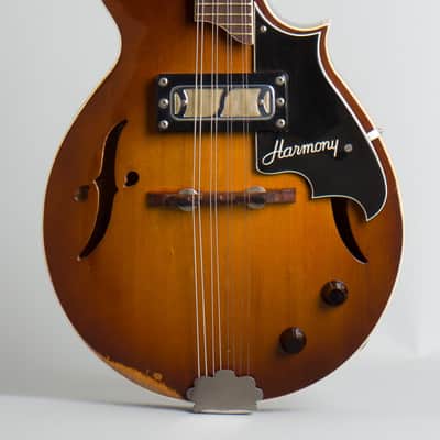 Harmony  H-35 Hollow Body Electric Mandolin (1968), ser. #2870H35, original black chipboard case. image 3