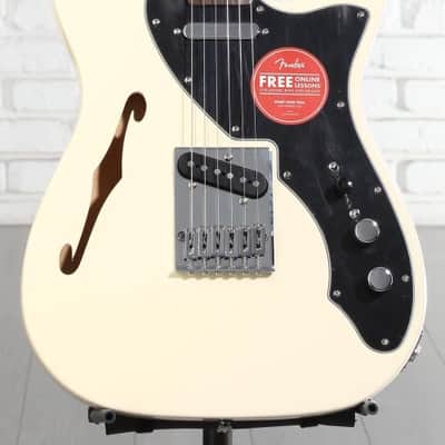 Squier Affinity Series Telecaster Thinline Electric Guitar - Olympic White with Laurel Fingerboard (TeleTLAFOWd1) image 3