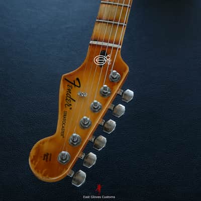 Fender Stratocaster SSH Sunburst / Pelham Blue Heavy Aged Relic by East Gloves Customs image 16