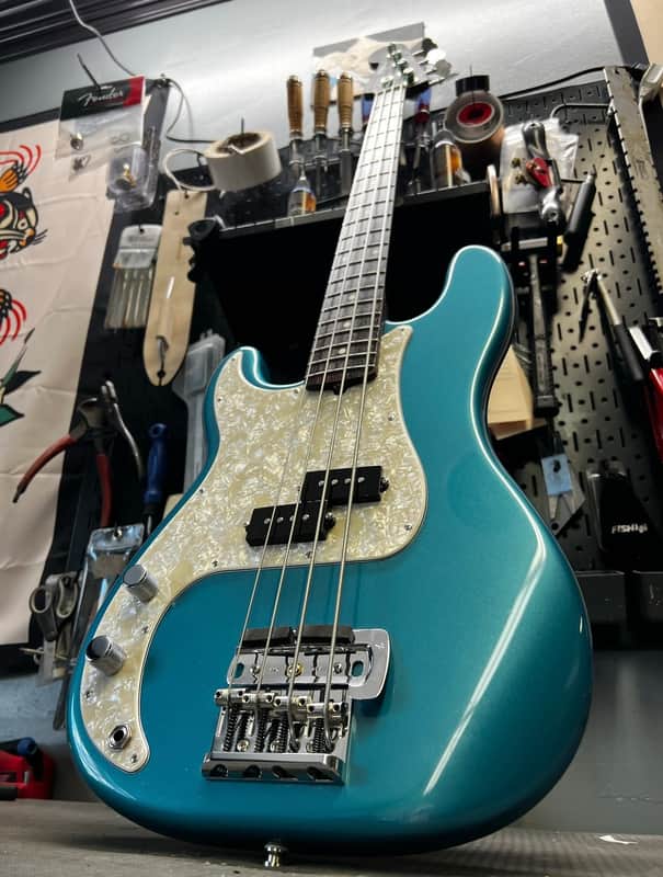 Left Handed Fender Custom Mod Shop American Precision Bass 2022 Ocean Turquoise image 1