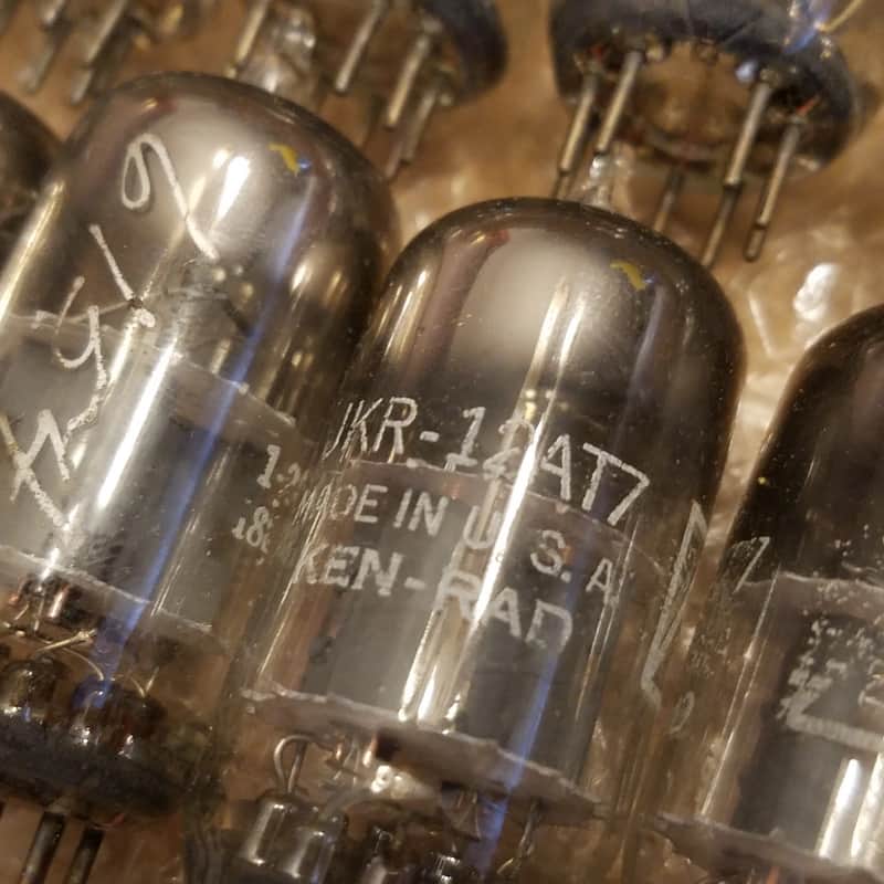 Ken-Rad Pair (2) JAN-JKR-12AT7 Double Triode AT1000 TESTED Vacuum Tubes military premium date-matched Audio 1951 image 1