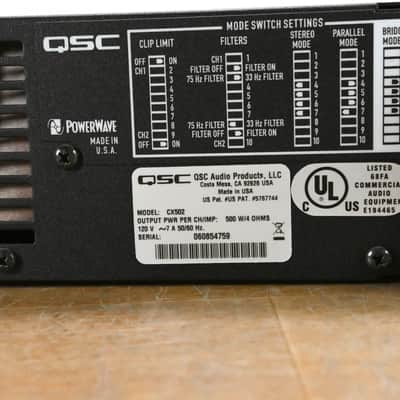 QSC CX502 2-Channel Power Amplifier CG012F8 image 7