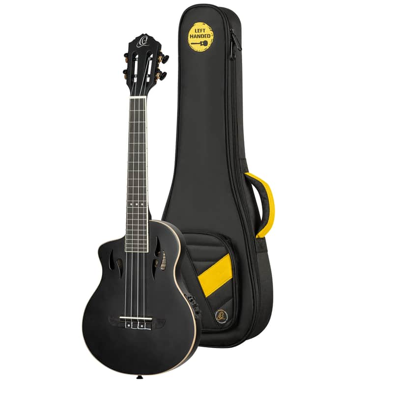 Ortega RTPS-U-SBK-L TourPlayer Series Spruce Top Mahogany Neck 4-String Tenor Electric Ukulele w/Gig Bag For Left Hand Player image 1