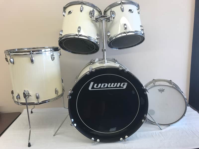 Ludwig Rocker Drum Set with Black/White Badges 1980s image 6