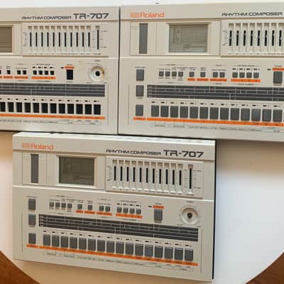 3x As-Is For Parts / Repair Roland TR-707 Rhythm Composer Lot 1985 - White