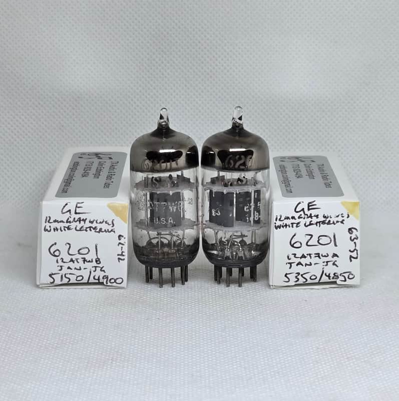 GE JAN 6201 Gray Plate Well Matched (9.3%) Pair NOS 12AT7 ECC81 12AT7WA 12AT7WB image 1
