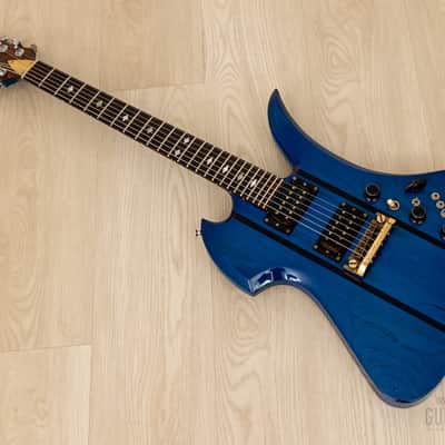 1980s B.C. Rich USA Mockingbird Neck Through Vintage Guitar Transparent Blue w/ Mono Case image 10