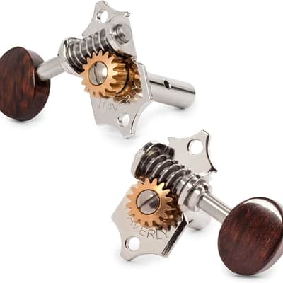 Waverly Guitar Tuners with Snakewood Knobs for Slotted Pegheads, Nickel, 3L/3R image 2