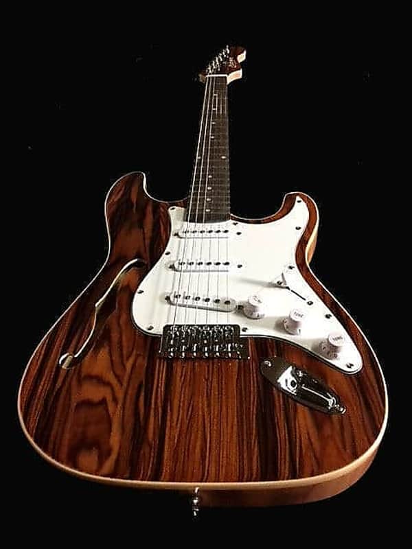 EXOTIC TOP SEMI HOLLOW STRAT STYLE 6 STRING ELECTRIC GUITAR NATURAL image 1