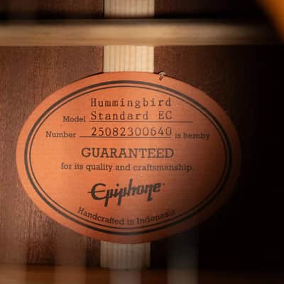 Epiphone Hummingbird Standard EC Acoustic/Electric Guitar - Natural with Gig Bag image 18