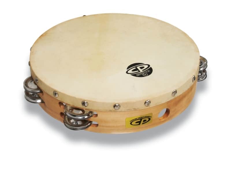 Latin Percussion CP380 CP 10" Double-Row Wood Tambourine with Head - Natural image 1