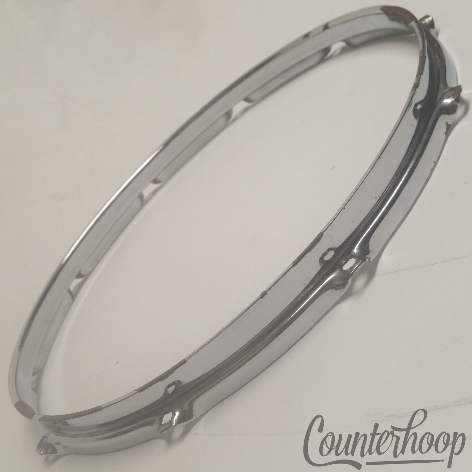 Rogers 14" Dynasonic Snare Drum Batter Rim/Hoop 10-Lug Dyna Sonic 60s Chrome USA — main photograph