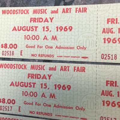 4 Original  1969 Woodstock Festival Friday tickets consecutive #'s image 2