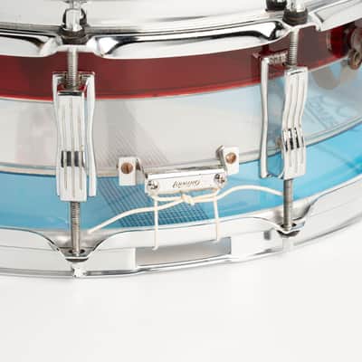 Ludwig 1975' Vistalite Red / Clear / Blue Tricolour Color Snare Drum 14"×5" image 6
