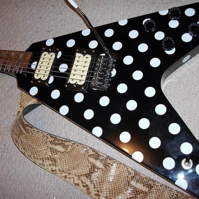 Randy Rhoads Black & White Polka Dot Flying V w/Rare 80's Earth III Python Strap image 3