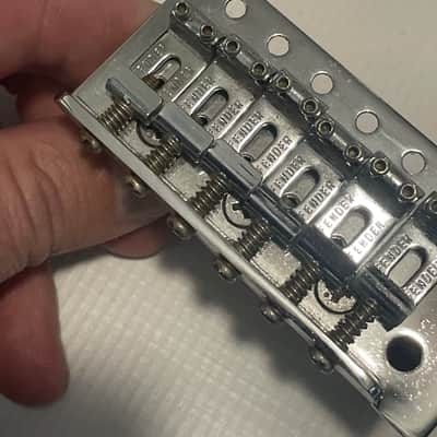1990's MIM Fender Mexico Stratocaster Factory 6 Post Tremolo Bridge & Arm 2 1/16" String Spacing image 9