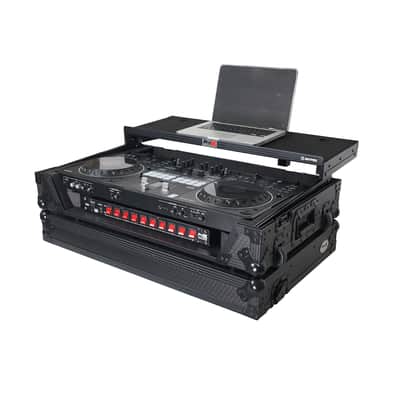 Pro X ATA Flight Style Road Case For Pioneer DDJ-REV5 DJ Controller with Laptop Shelf 1U Rack Space Wheels and LED Black Finish image 6