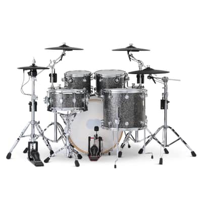DW DWe 5pc Complete Electronic/Acoustic Drum Set w/Roland Cymbals & V71 Black Galaxy image 2