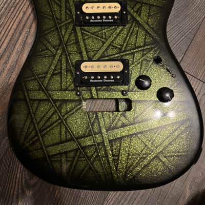 Frankenstein Frankenstrat Green Sparkle Striped Guitar Body Loaded image 1