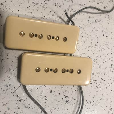 1996 Gibson P90 pickup set, gold pole pieces image 1