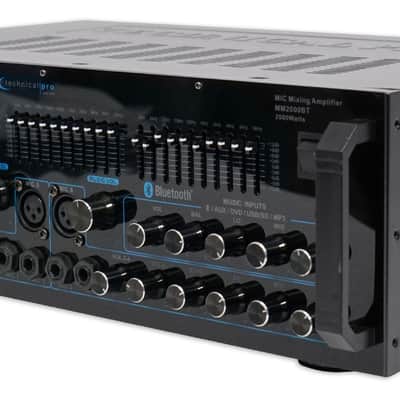 Technical Pro MM2000BT Powered Bluetooth Microphone Mixer Amplifier Amp SD, USB image 2