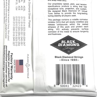 Black Diamond Guitar Strings 2-Packs Acoustic Medium Silver Plated N754M 13-56 image 2