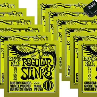 12 Sets of Ernie Ball 2221 Nickel Regular Slinky Electric Strings (10-46) w/ Free String Winder image 1