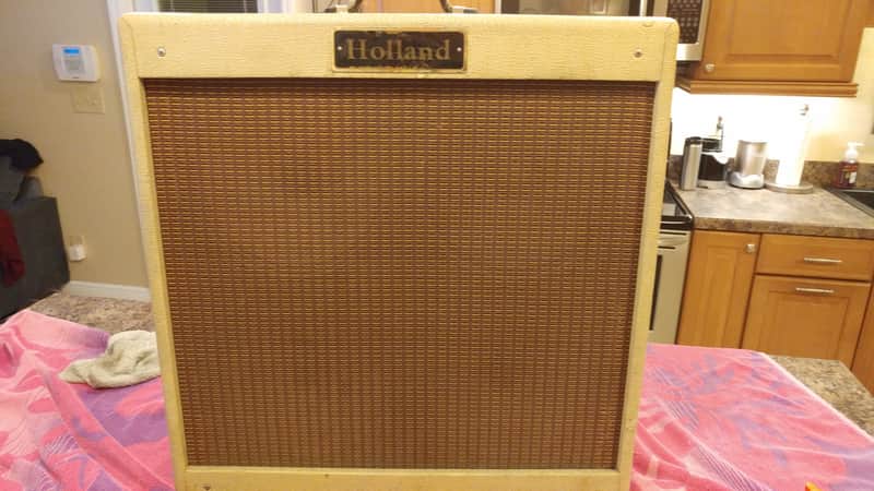 Holland 4x10 Boutique Amp Gibb Droll 50 watt with reverb 1996 Blonde Tolex image 1