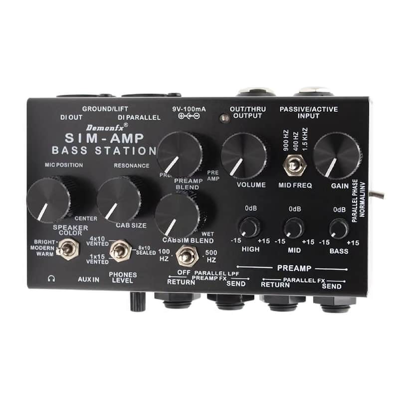 Demonfx SIM-AMP High Quality Simplifier Bass Station Preamp Simulator, Power Amp SIM, Stereo Cab SIM & DI Out for Electric Bass image 1