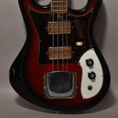 1960s Kingston (Kawai/Teisco) Solidbody Electric Bass Guitar Red Burst MIJ image 3