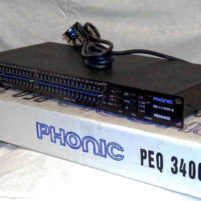 Phonic PEQ3400 Dual 15-Band 2/3 Octave Graphic Equaliser Early 2000s - Black image 4