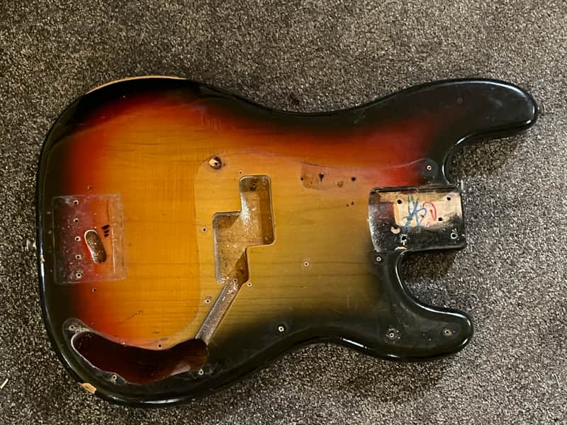 1974 Fender Precision bass body Sunburst original image 1