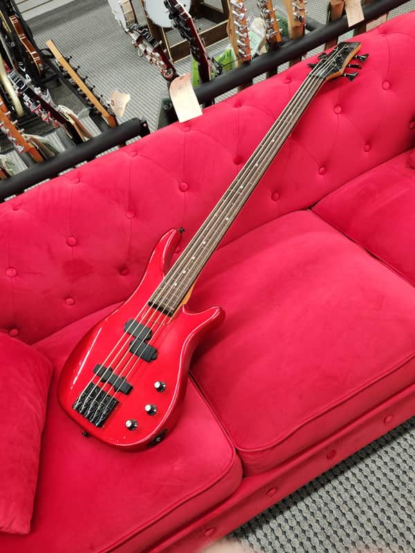 Unknown Fretless 5 string bass Red as is image 1