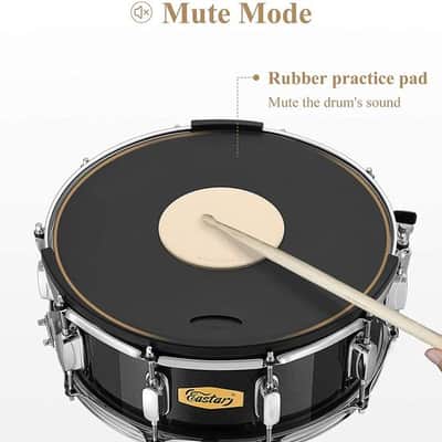 14"X 5.5" Snare Drum Set Kit Drum Sticks, Snare Drum Stand, Mute Pad, Snare Drum Gig Bag Black image 4