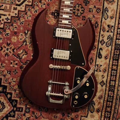 1972 Gibson SG Deluxe Cherry w/ 70s Gibson SG Case | Gibson Embossed T-Top Humbuckers, Factory Gibson Bigsby B5 image 1