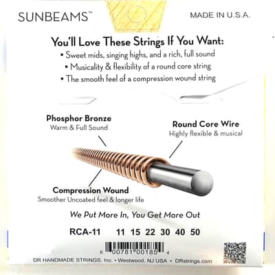 DR Guitar Strings Acoustic Sunbeams Phophor Bronze Round Wound 11-50 image 2