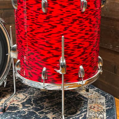 1960s Slingerland 4pc Drum Set Red Tiger Pearl 22/12/13/16 image 12