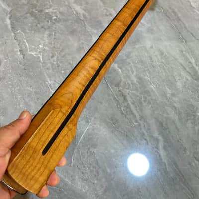 Satin 22 fret Roasted Flame Maple block inlay binding Electric Guitar Neck parts image 6
