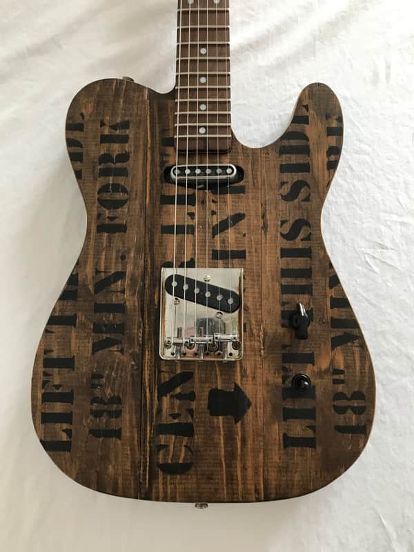Electric Guitar - Brown Reclaimed Wood - T-Style - Fork Lift 027 image 1