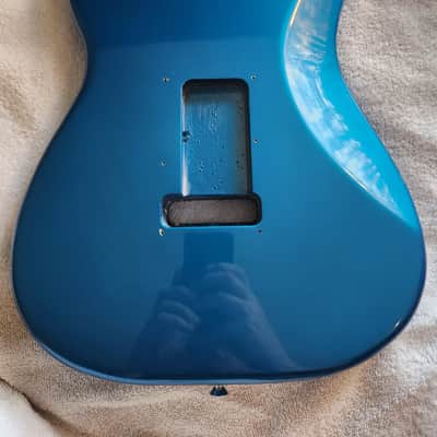 Fender Standard Stratocaster Strat BODY, Guitar Part Poplar Aqua Marine Metallic image 7