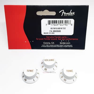 Genuine Fender Stratocaster/Strat White Control Guitar Knobs - 2 Tone, 1 Volume image 4