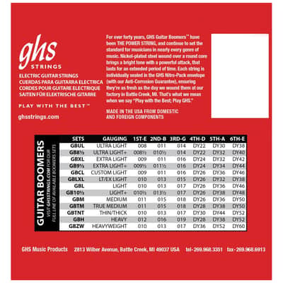 GHS Boomers GB 9 1 2 Electric Guitar Strings image 2