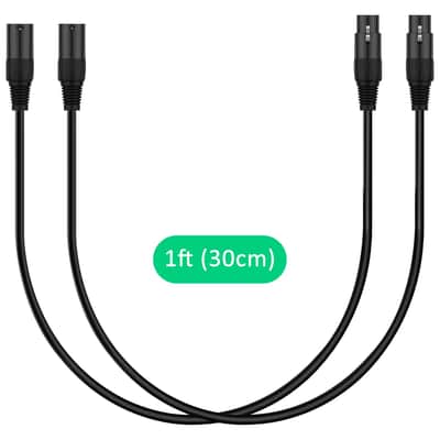 XLR Cable 2-Pack, 3 Pin to 5 Pin Adapter (Male to Female & Female to Male) - DMX Microphone Cable for Audio & Stage Lighting, DMX512 Light Turnaround, 30 cm image 2