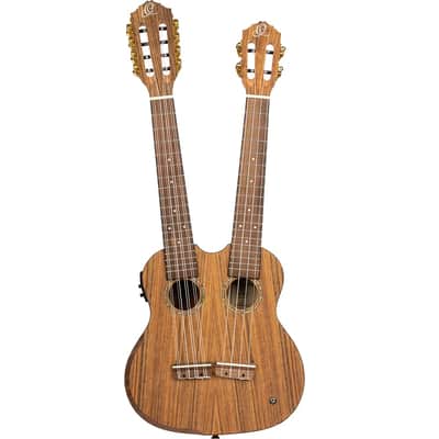 Ortega Custom Built Series Double Neck 4 & 8 String Tenor Acoustic-Electric Ukulele w/ Bag image 15