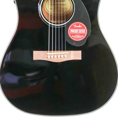 Fender CD-60SCE Solid Top Dreadnought Acoustic-Electric Guitar - Black image 3