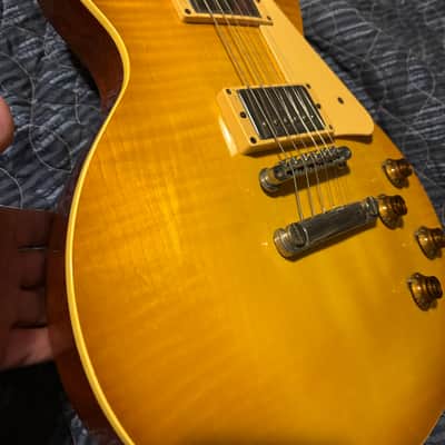 1980s Burny Super Grade LP Japan flame top 1989 Made in Japan - Lemon drop 1959 image 4