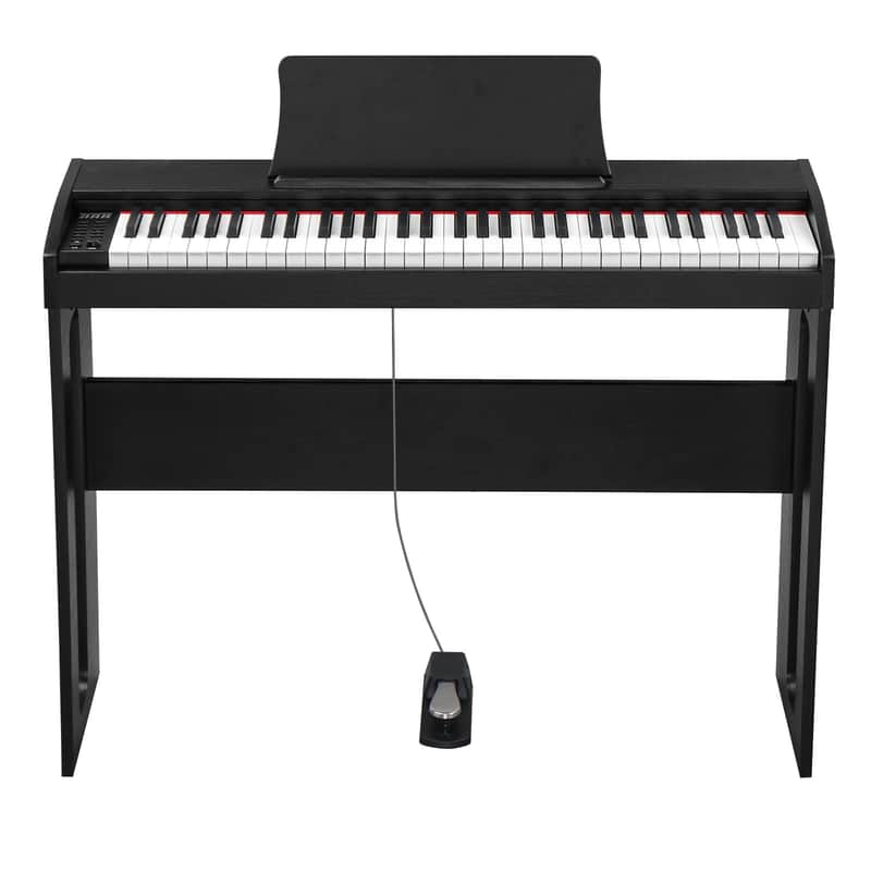 Ukscs 61 Key Piano Semi-Weighted Standard Keyboards Digital Piano with Furniture Stand，MIDI Bluetooth, Headphone，for Piano Lover Black color image 1