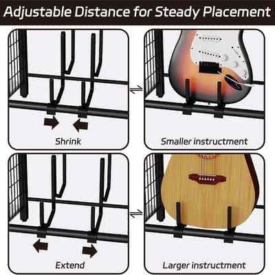 Grey Studio 3-Tier Guitar Stand for Acoustic Guitars, Electric, Bass Music Cabinet image 4