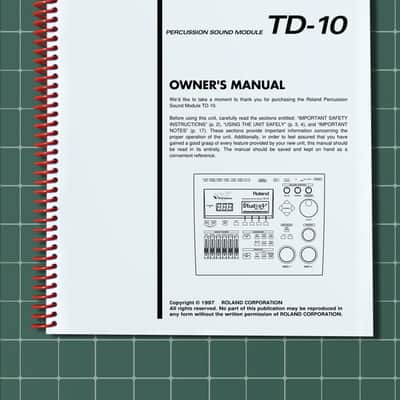 Roland TD-10 — Owners Manual User Guide Instructions — 182 Pages — USA Made